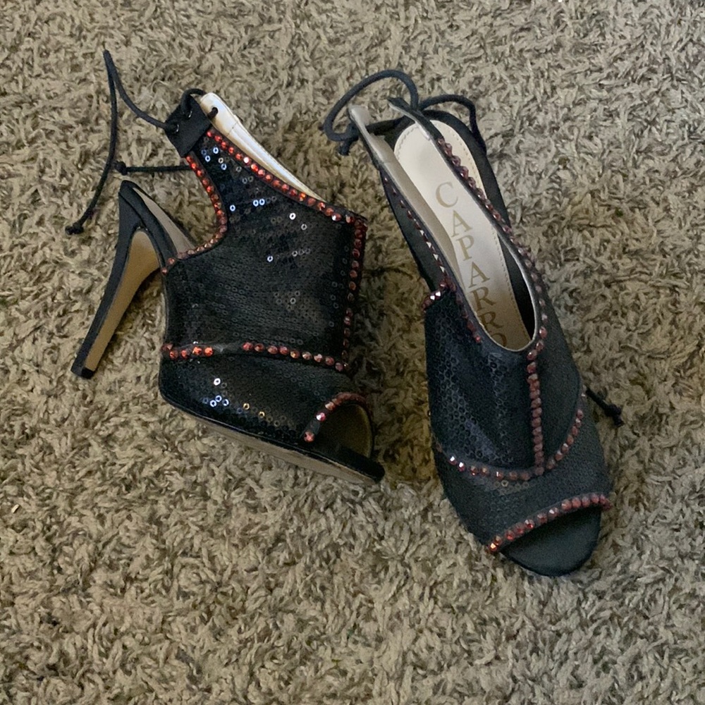 Red and black formal heels